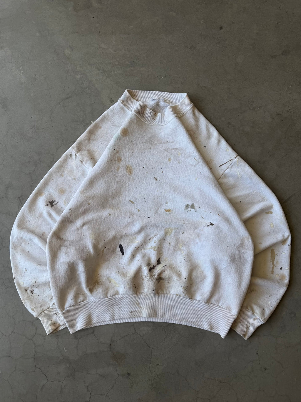 1990s Extremely Painted White Blank Sweater(S)