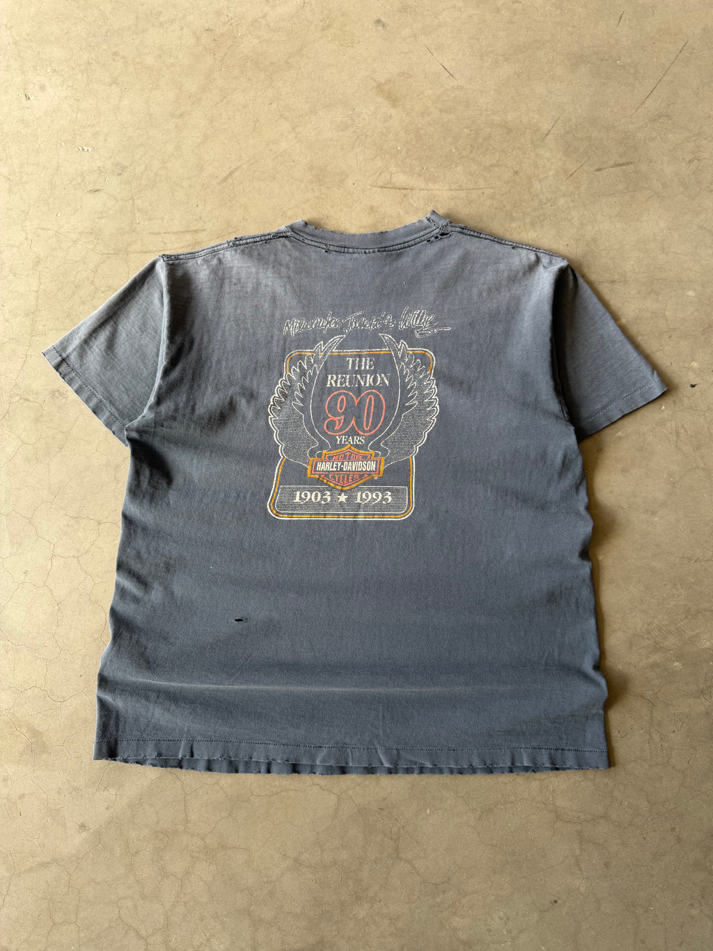 1990s Faded & Distressed Harley Davidson 90th Anniversary Tee(L)