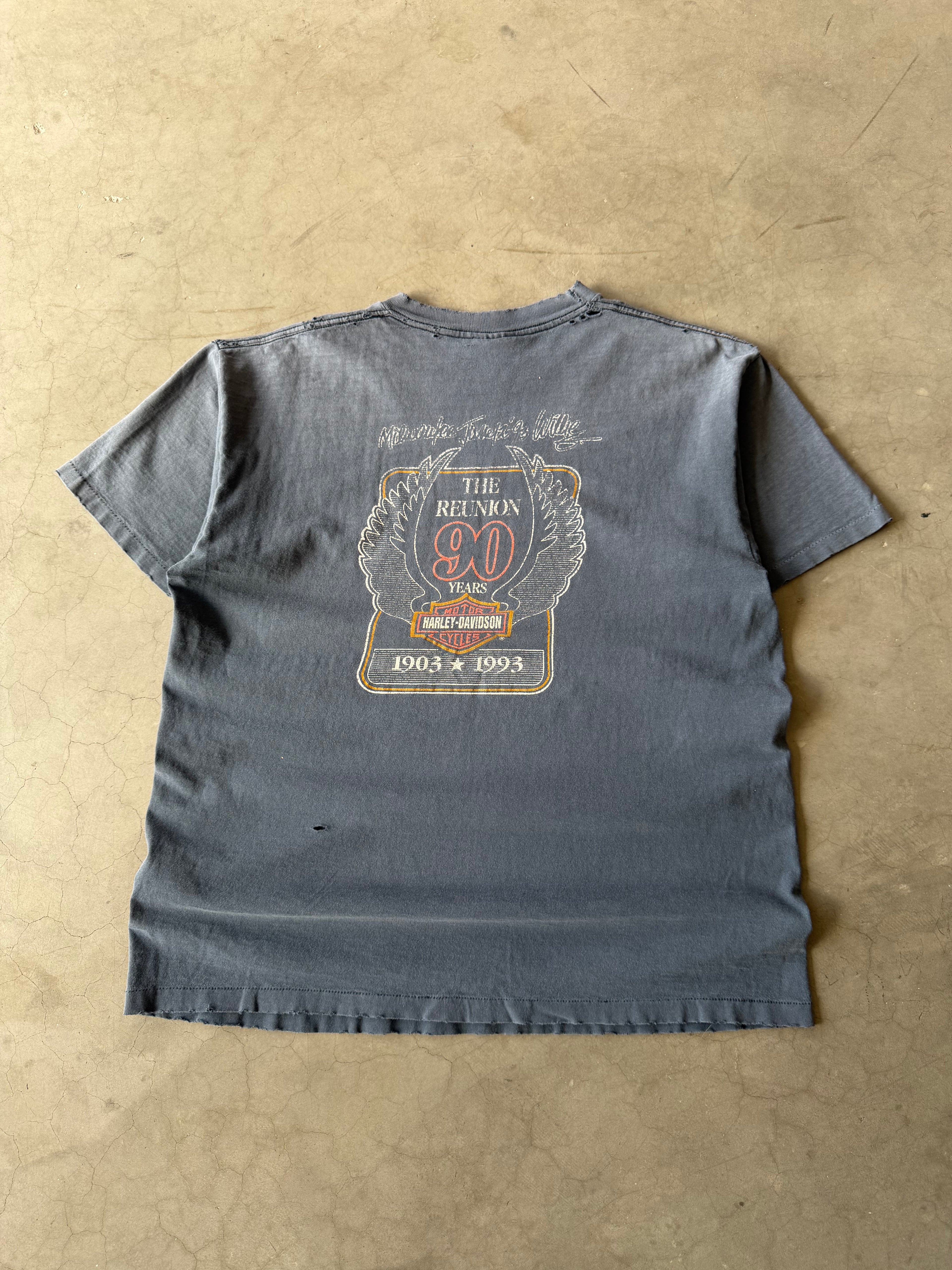 1990s Faded & Distressed Harley Davidson 90th Anniversary Tee(L)