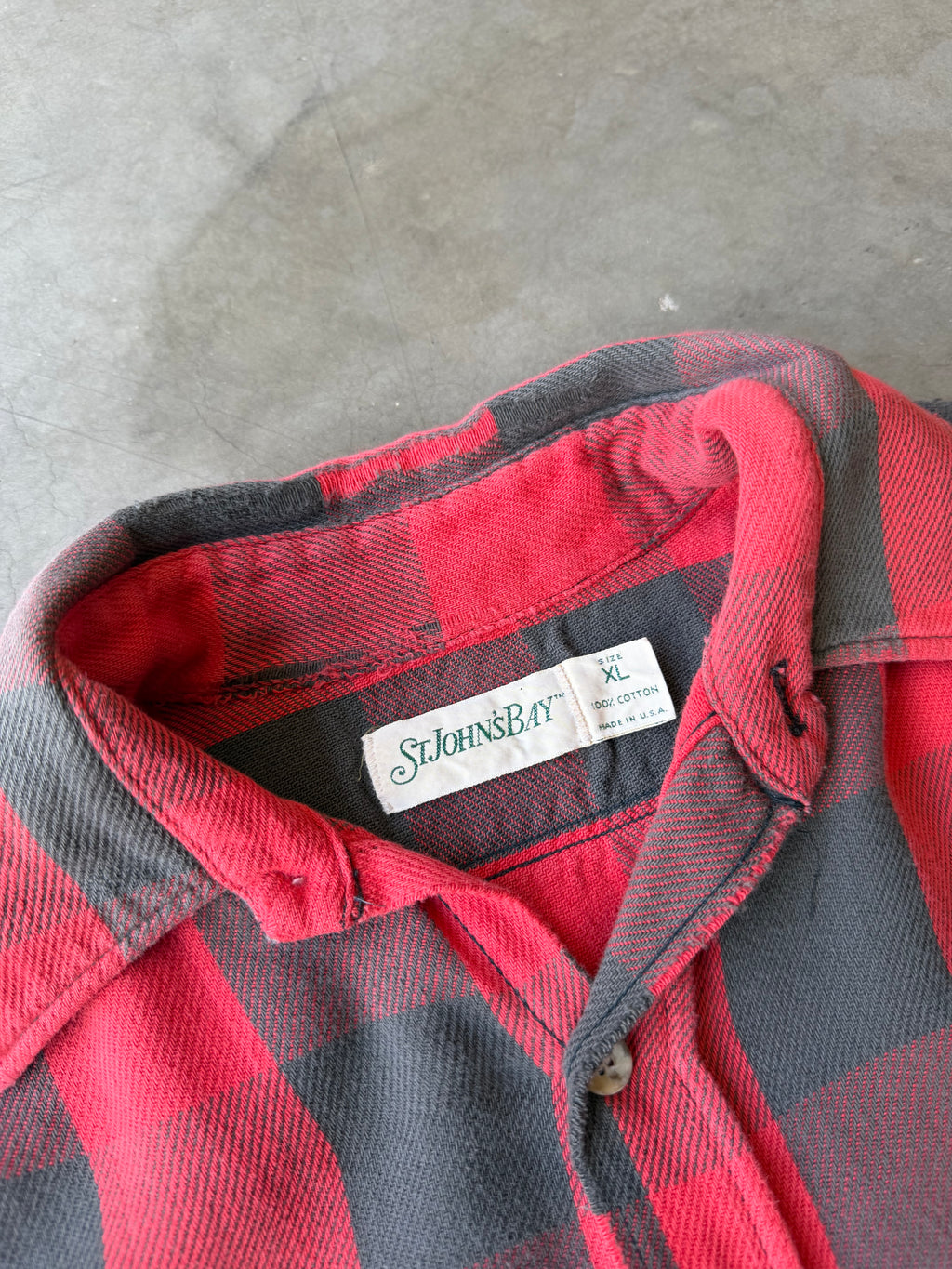 1990s Distressed Plaid Cotton Button up(XL)