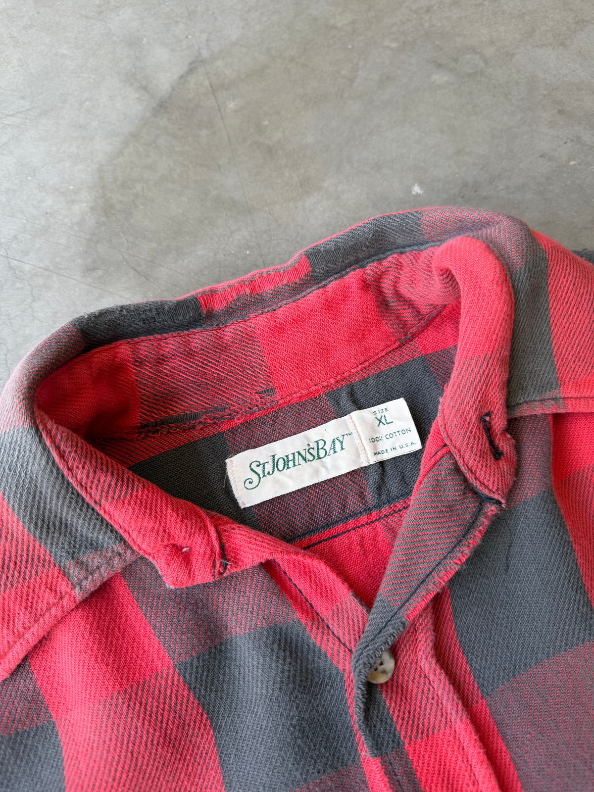 1990s Distressed Plaid Cotton Button up(XL)