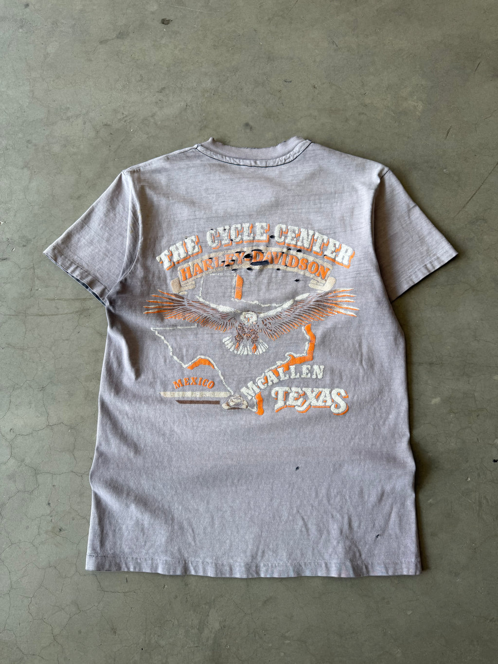 1980s Extremely Faded & Distressed Harley Davidson Eagle Tee(M)