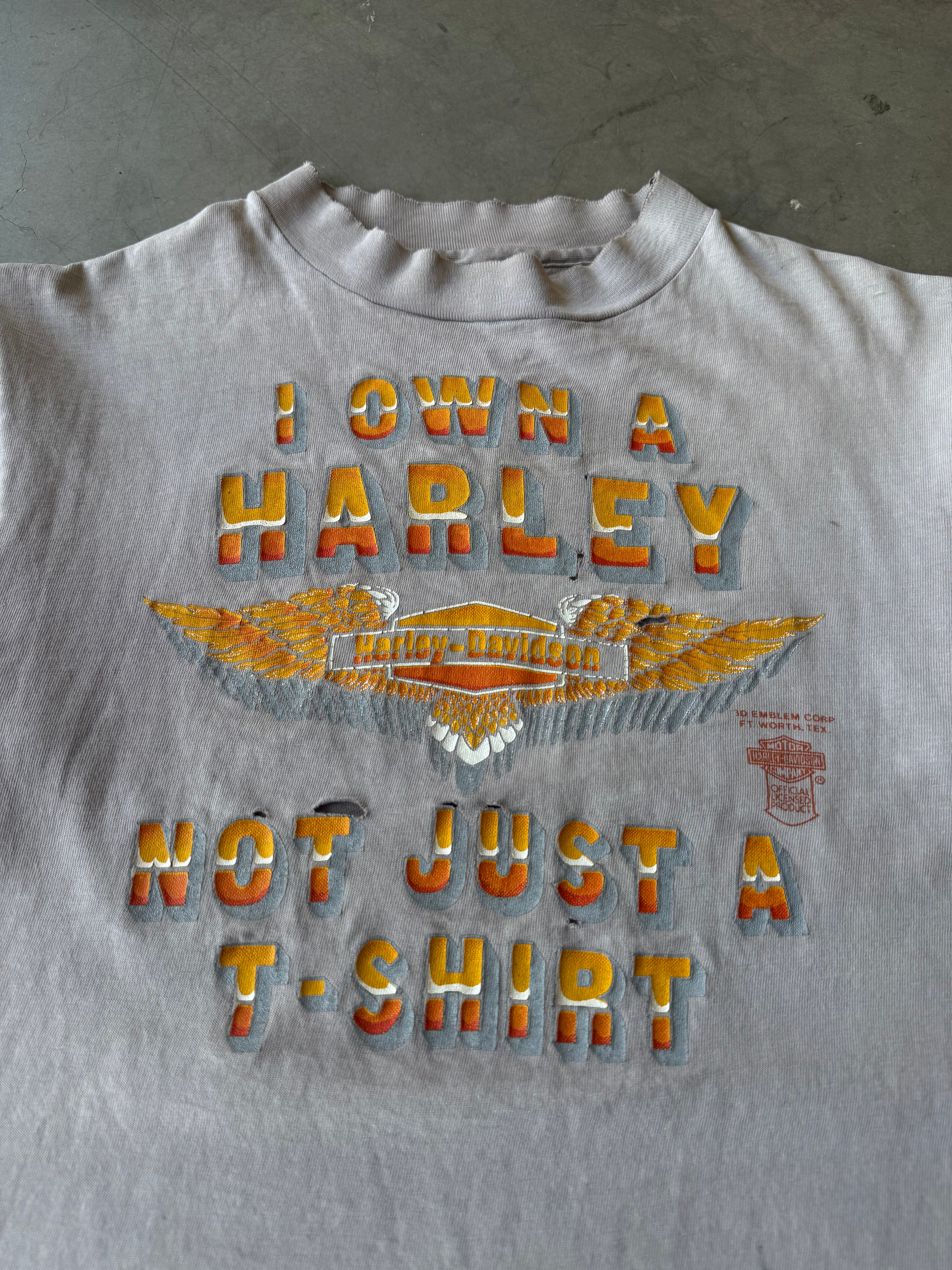 1980s Extremely Faded & Distressed I Own A Harley Tee(S)