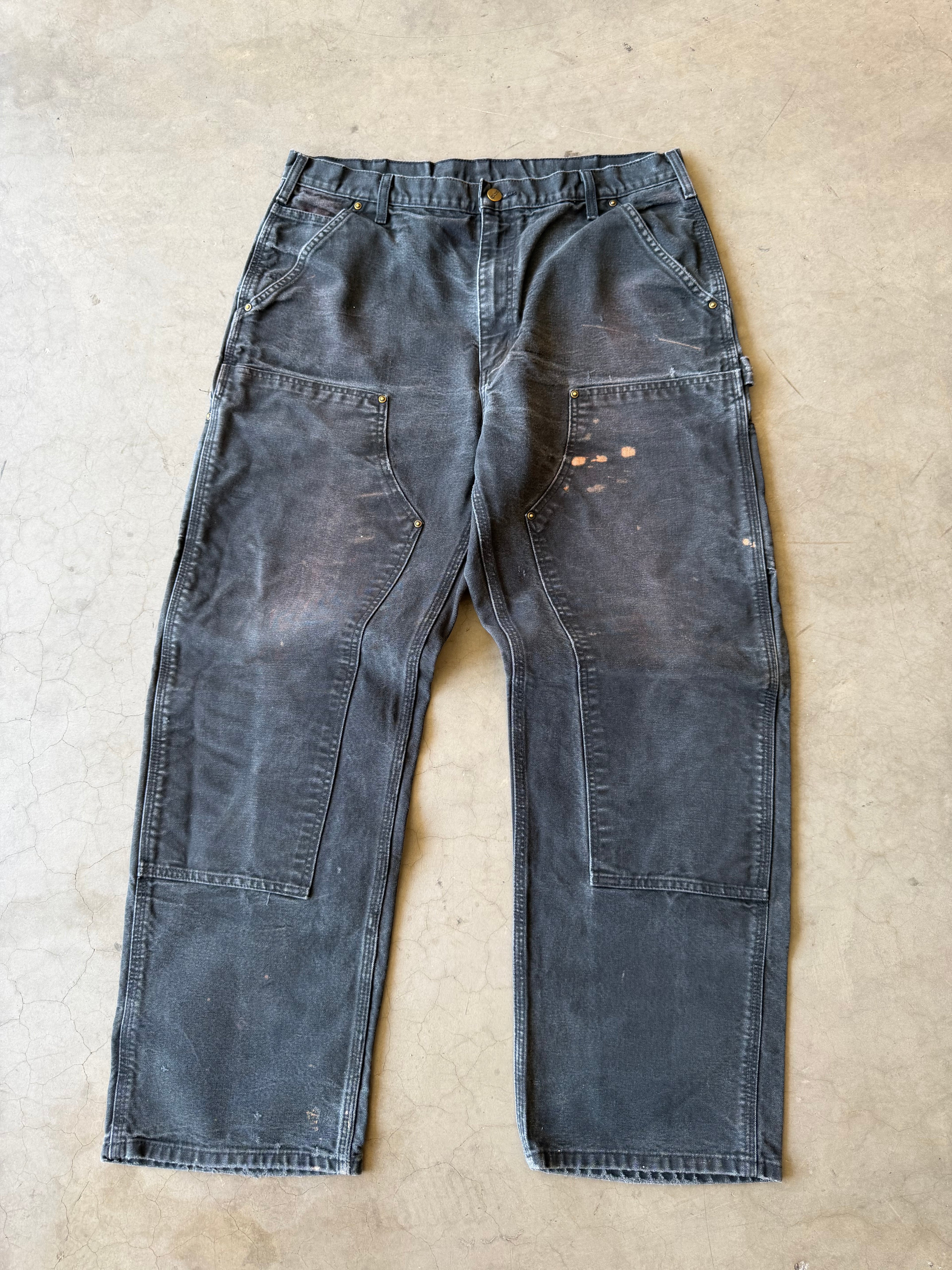 Faded Black Carhartt Double Knee Pants(36x30)
