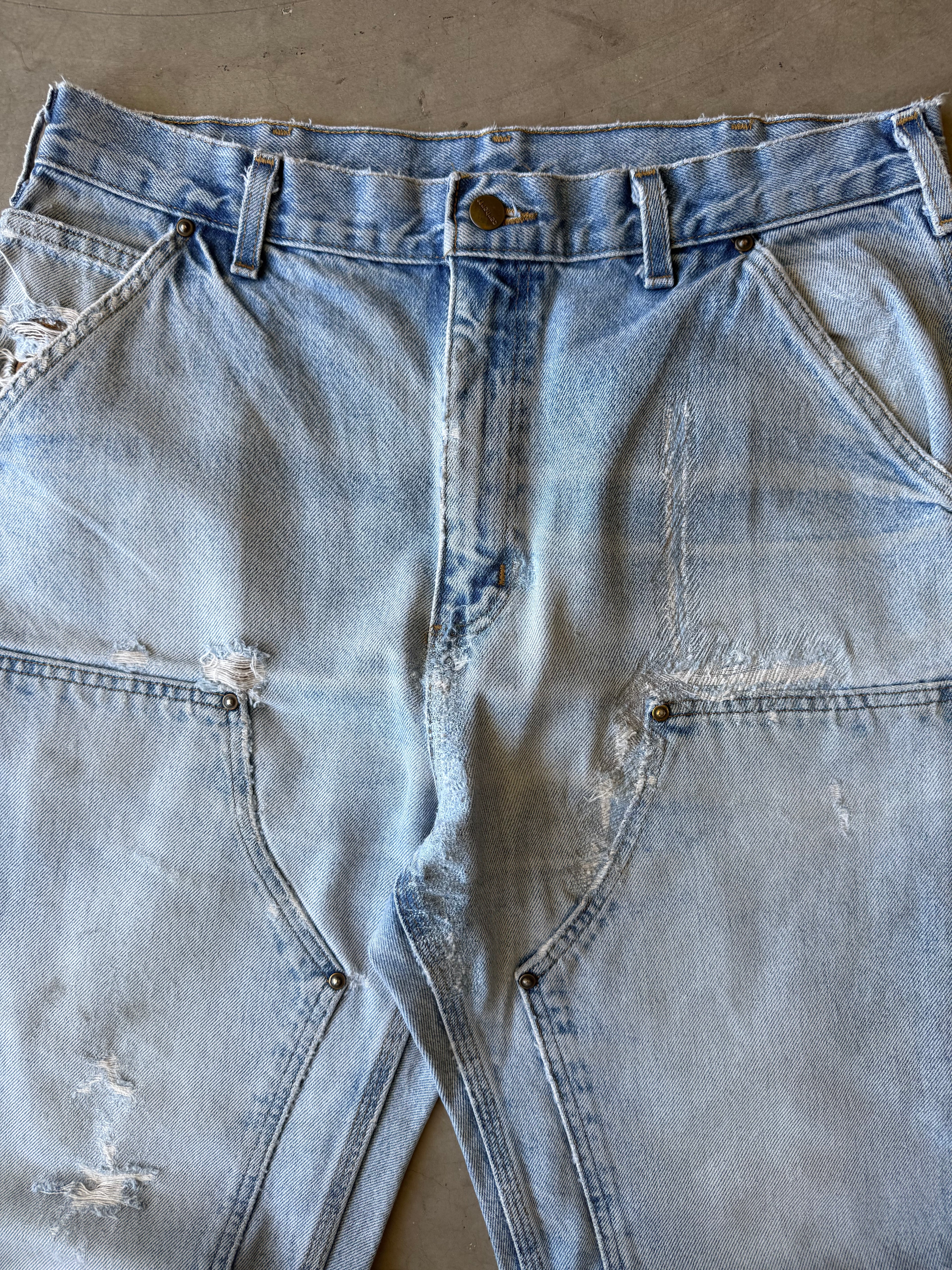 Distressed Denim Carhartt Double Knee Pants