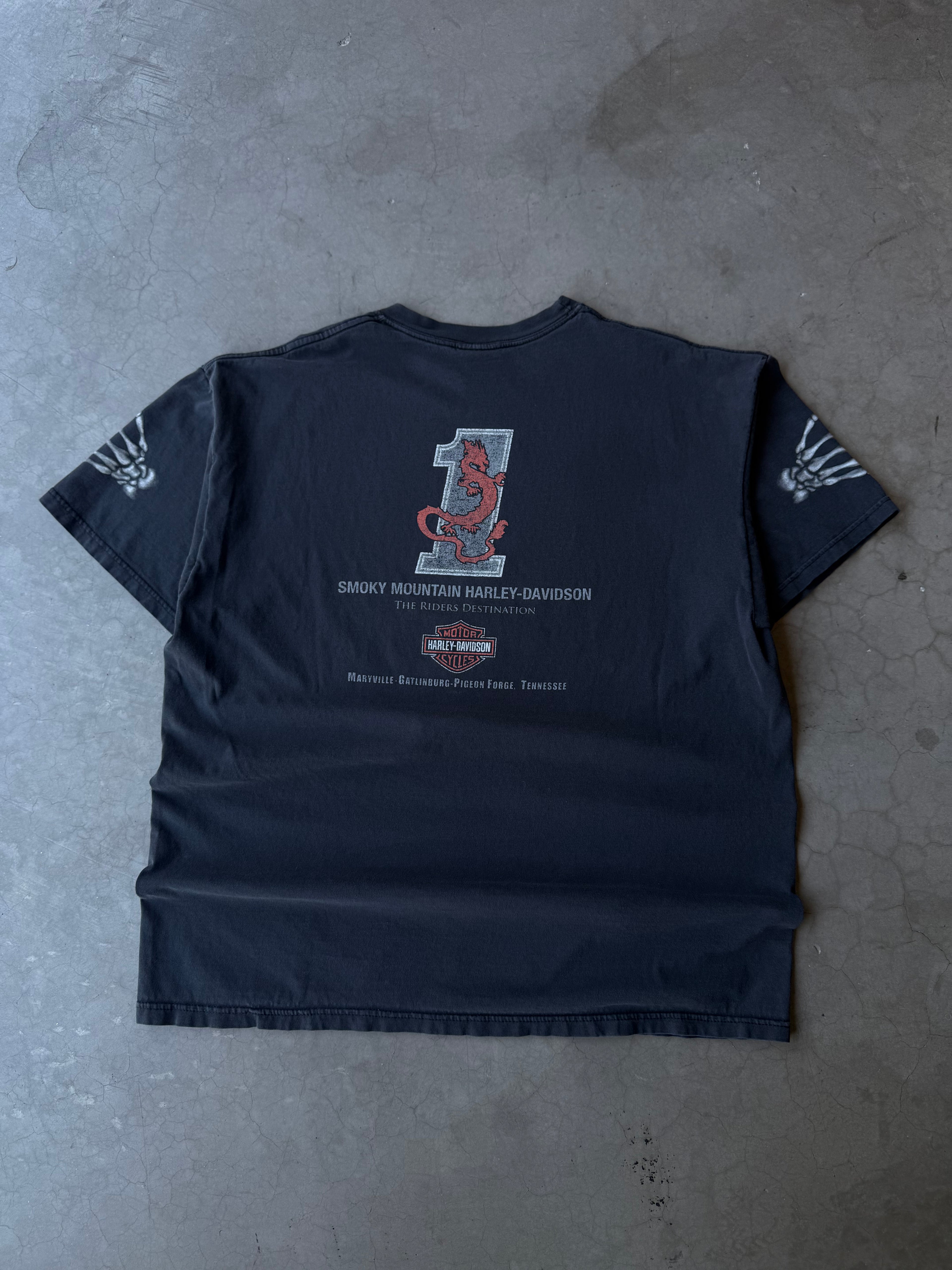 Early 2000s Faded Harley Davidson Skull Magic Tee(XXL)