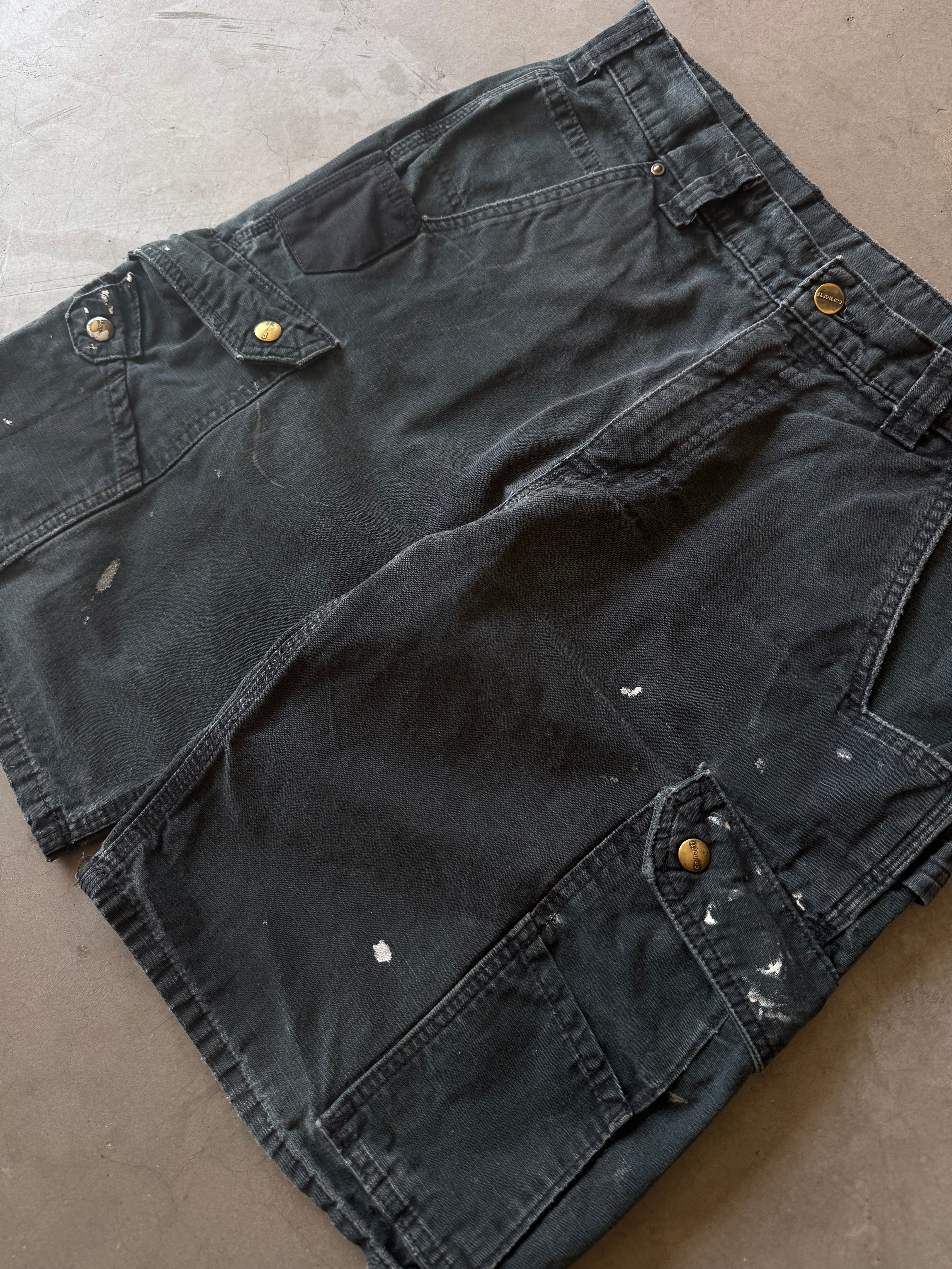 Painted Black Carhartt Cargo Shorts(33)