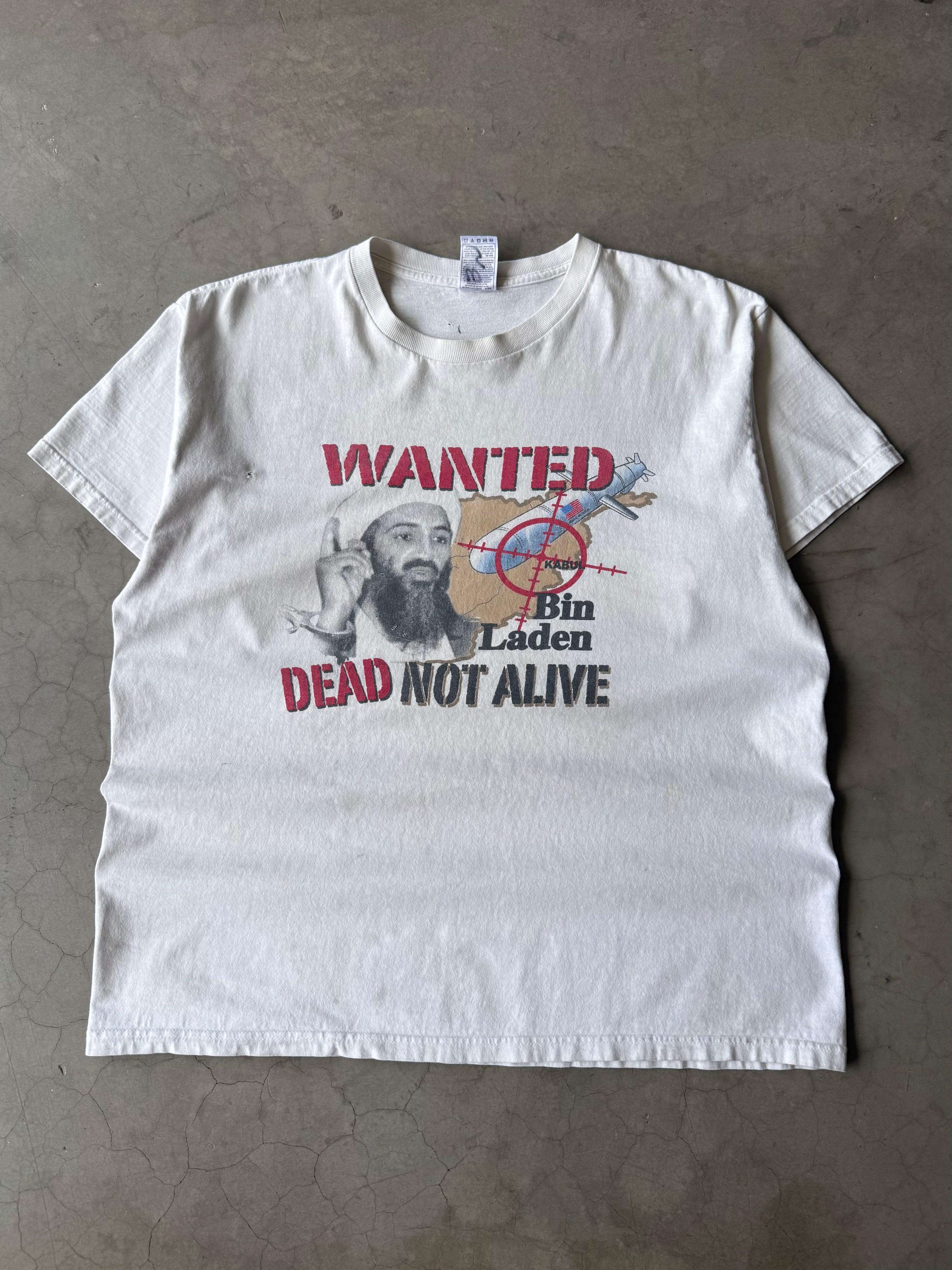 Early 2000s Wanted Dead Not Alive Osama bin Laden Tee(XL)