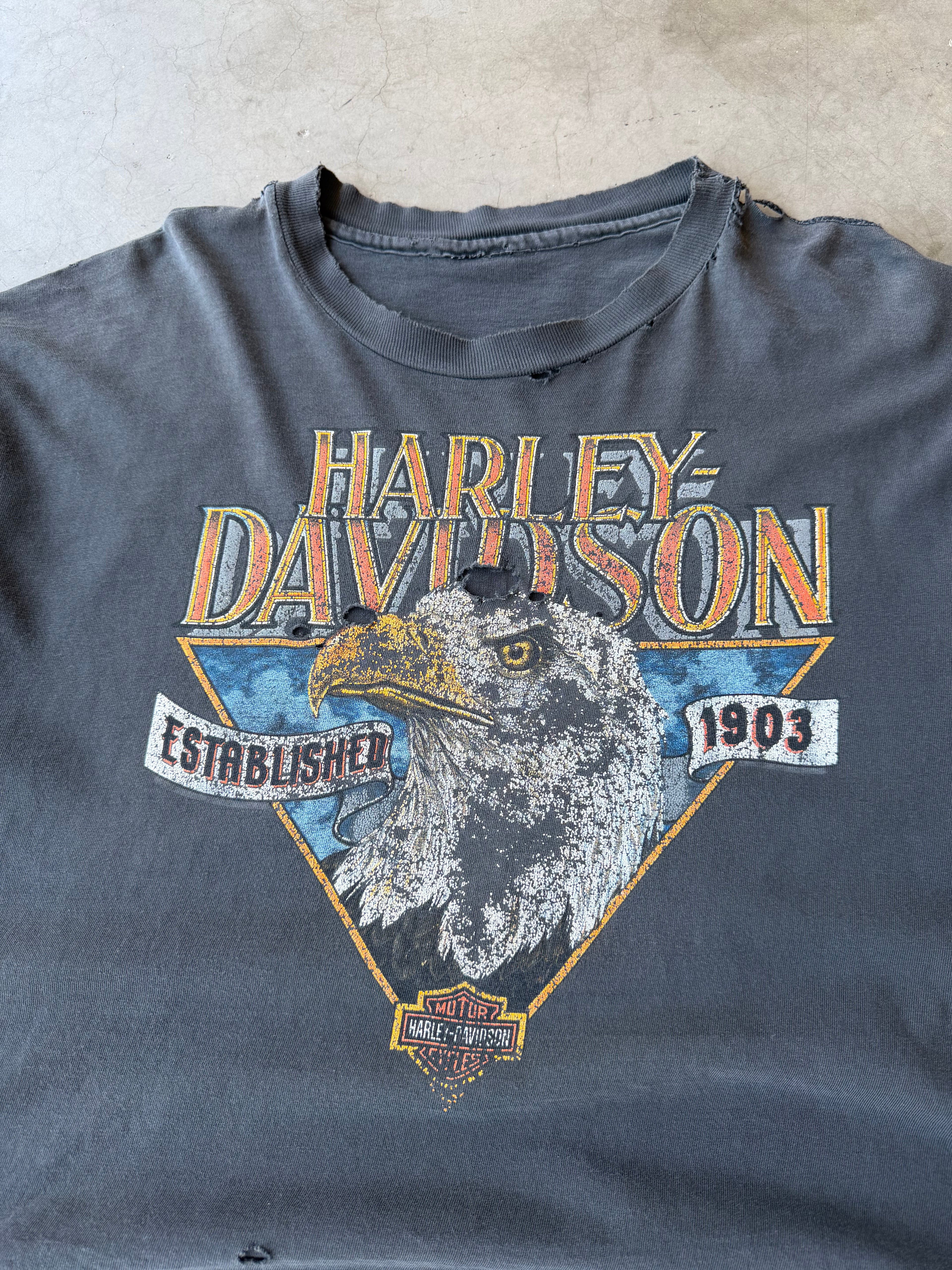1990s Faded & Distressed Harley Davidson Tee(XL)