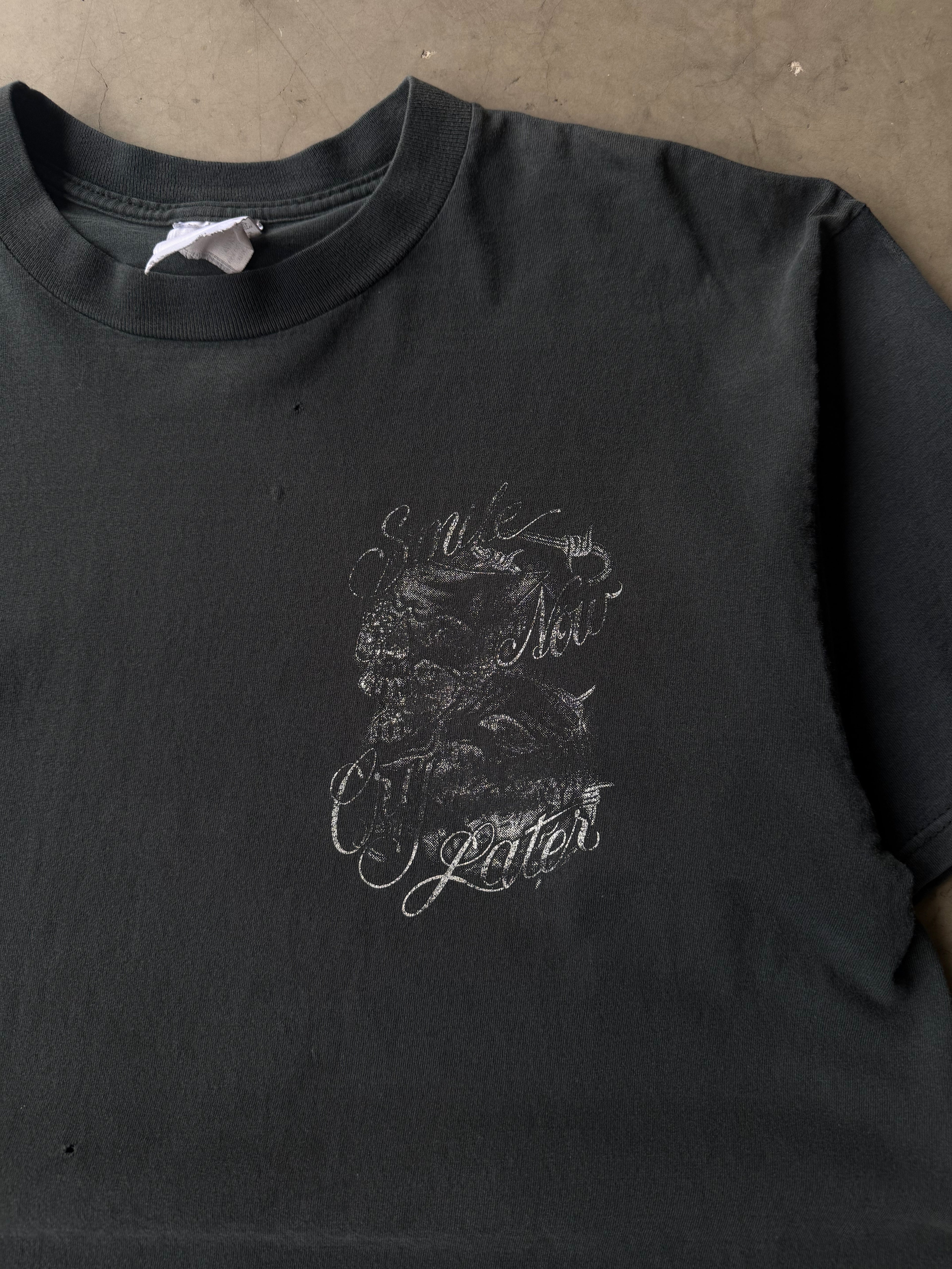 Early 2000s Faded Smile Now Cry Later Skull Tee(XL)
