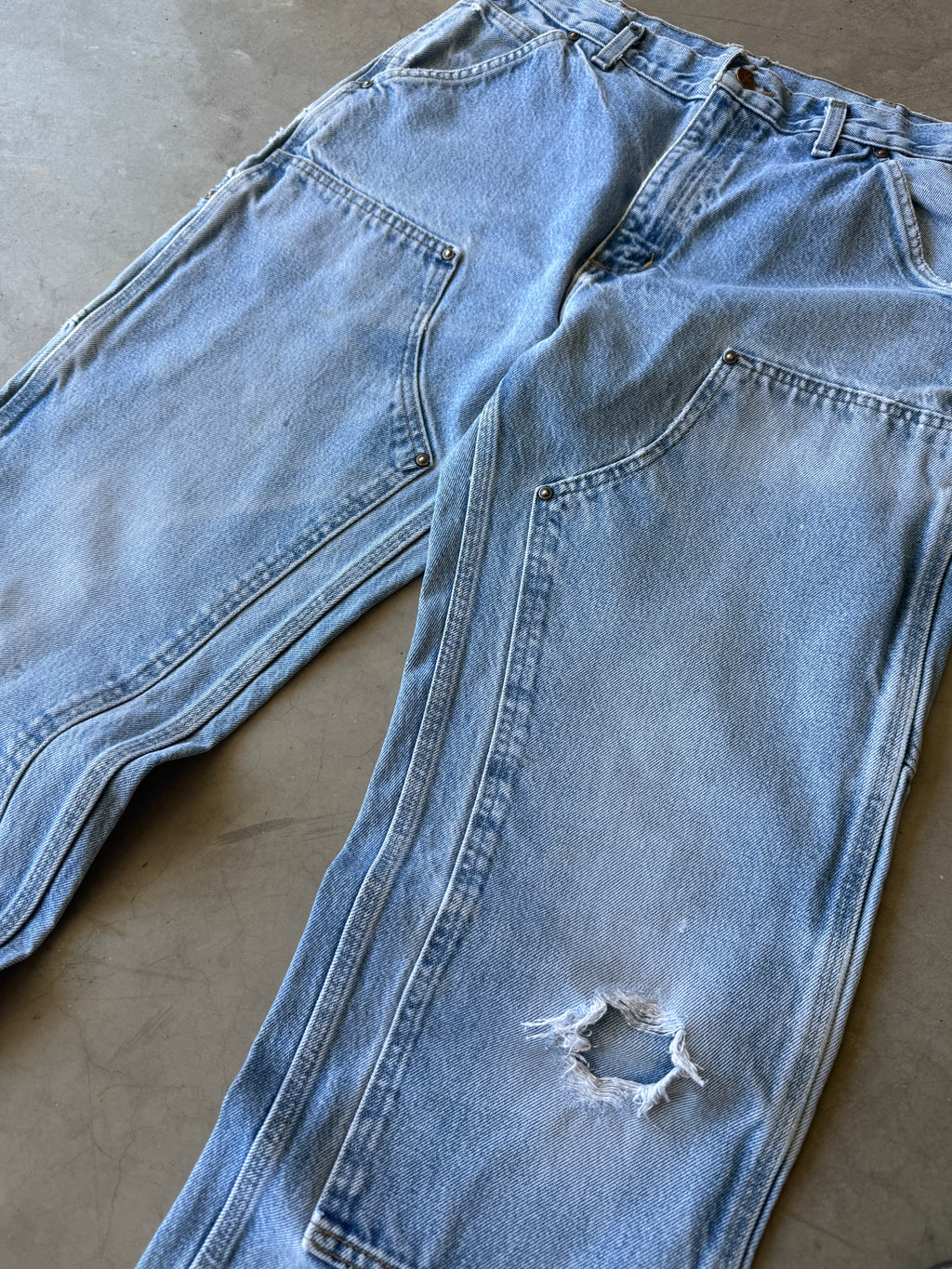 Distressed Denim Carhartt Double Knee Pants