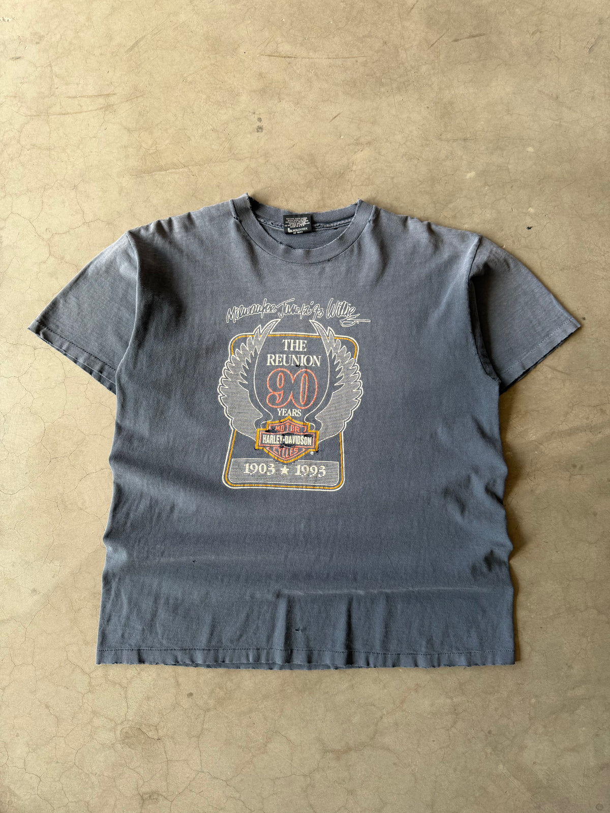 1990s Faded & Distressed Harley Davidson 90th Anniversary Tee(L)
