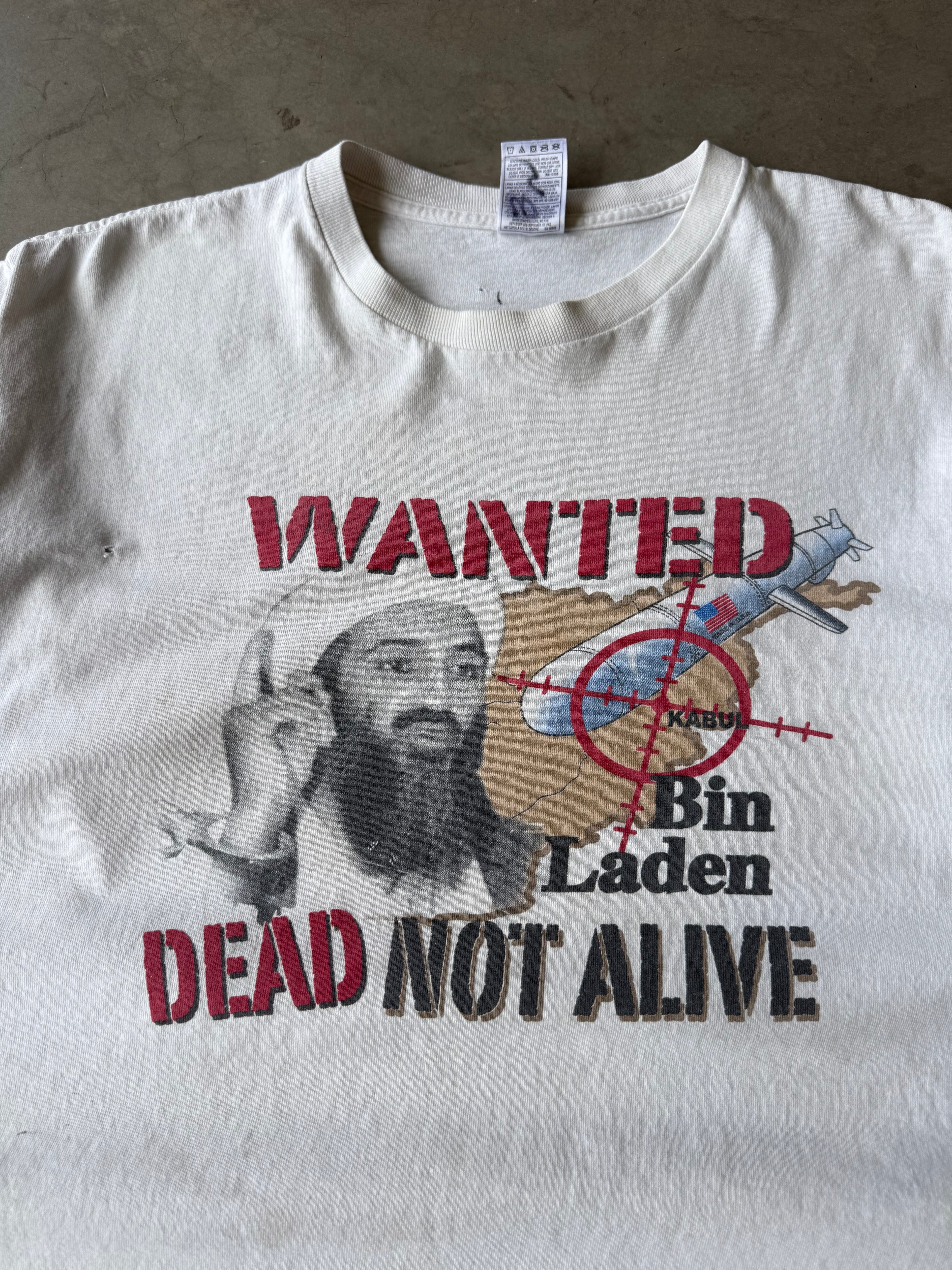 Early 2000s Wanted Dead Not Alive Osama bin Laden Tee(XL)