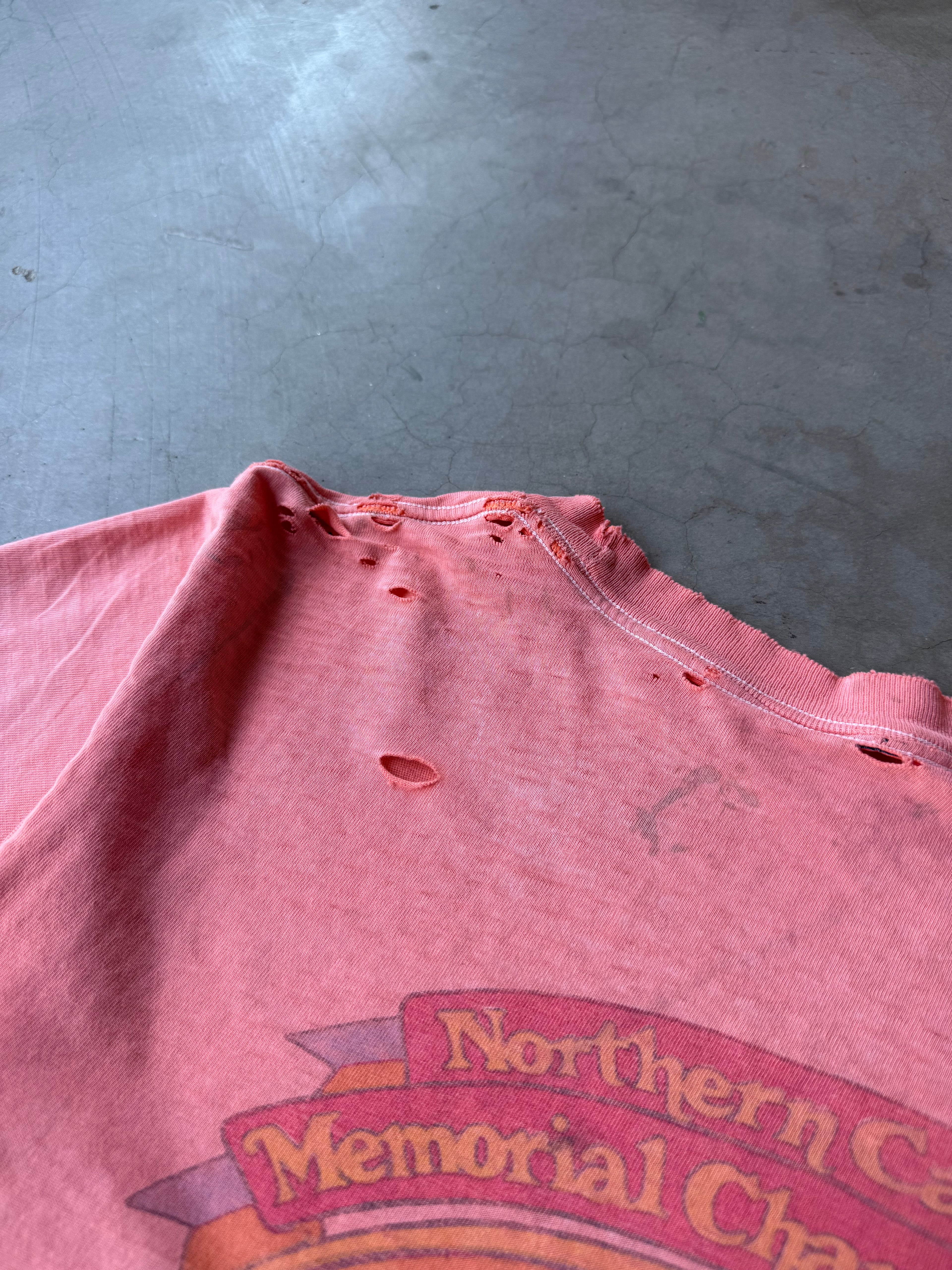 1980s Salmon Faded Boat Racing Tee(L)