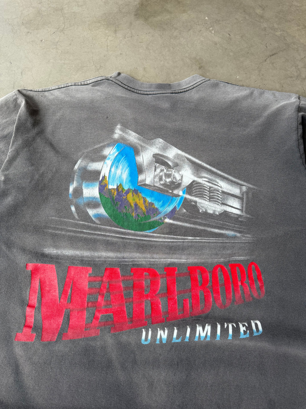 1990s Extremely Faded Marlboro Railroad Tee(XL)