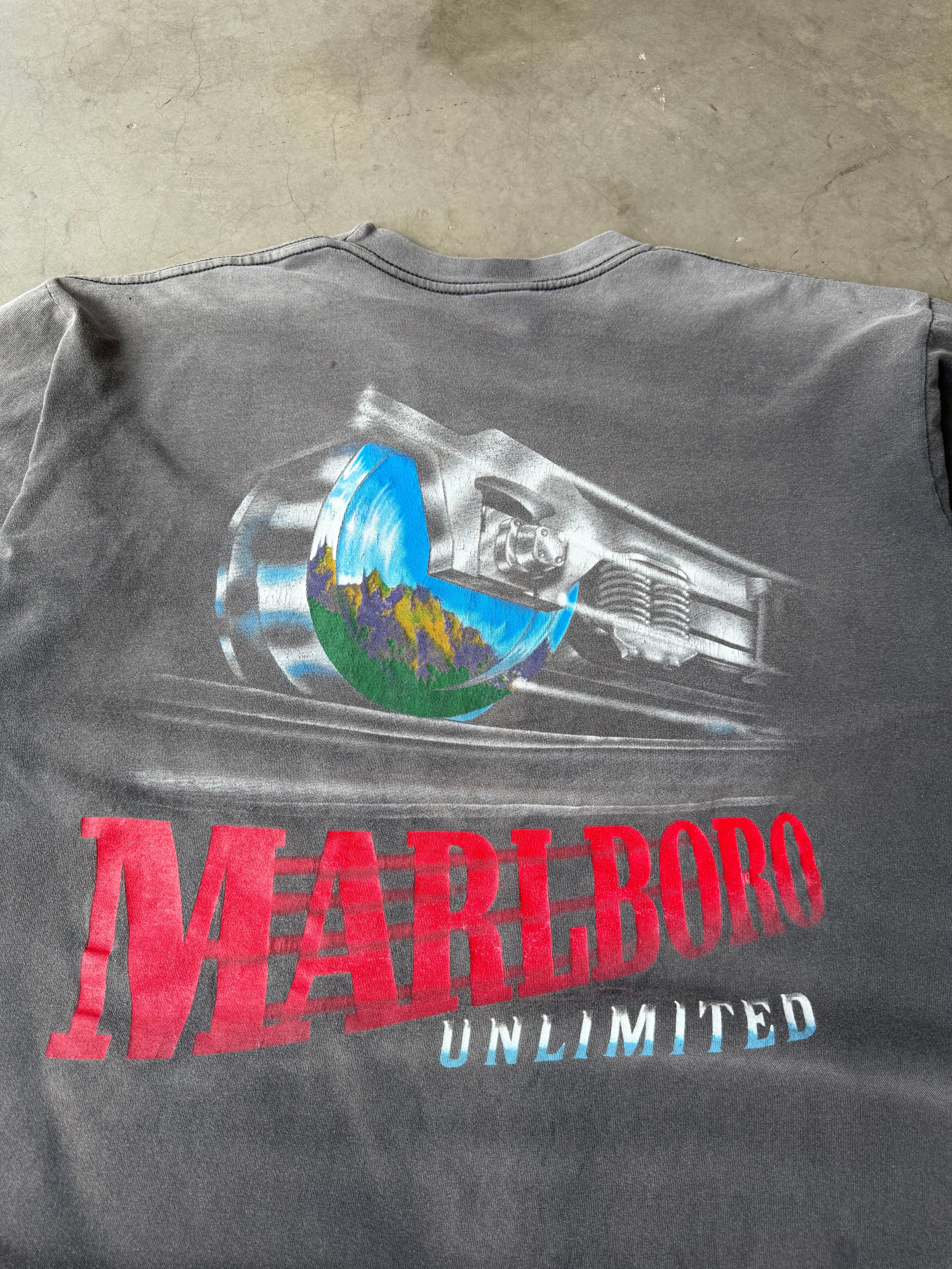 1990s Extremely Faded Marlboro Railroad Tee(XL)