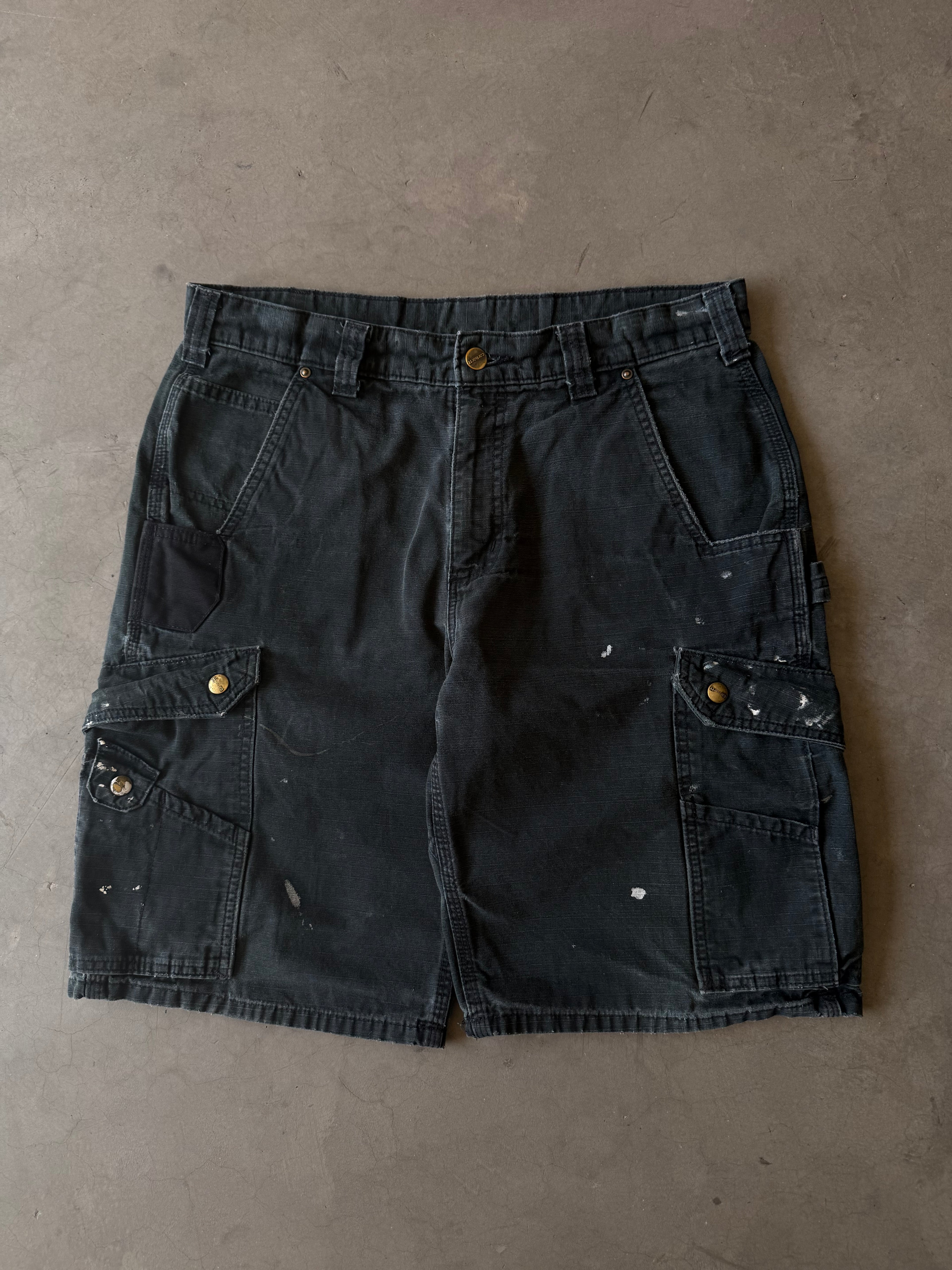 Painted Black Carhartt Cargo Shorts(33)