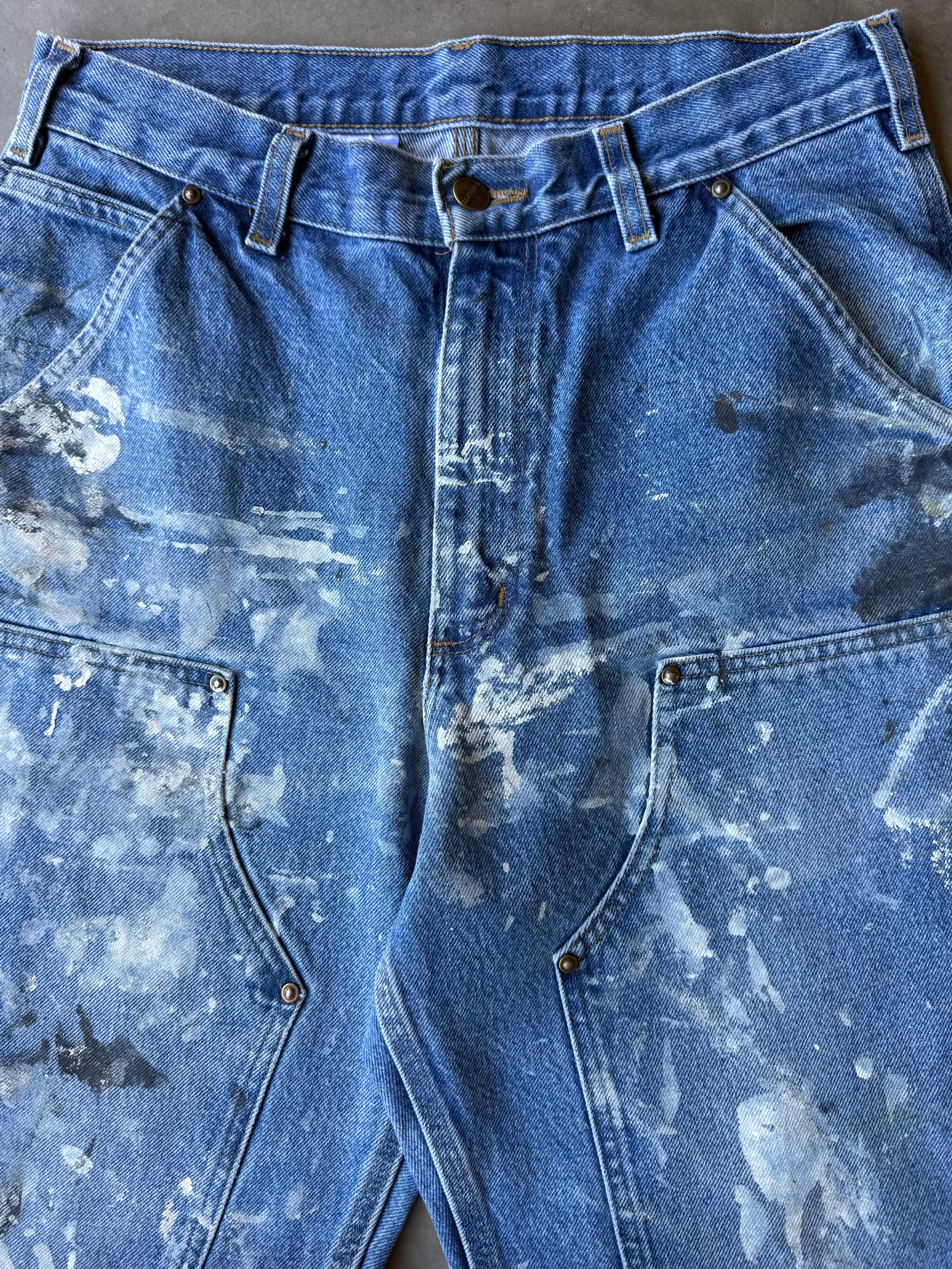 Extremely Painted Denim Carhartt Double Knee Pants