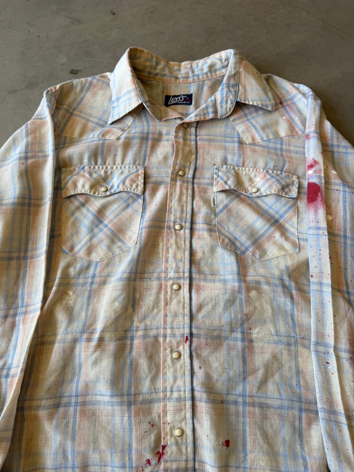 1990s Painted & Distressed Levi’s Button up(L)
