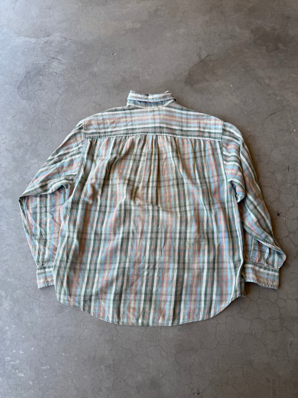 1990s Painted Plaid Cotton Button Up