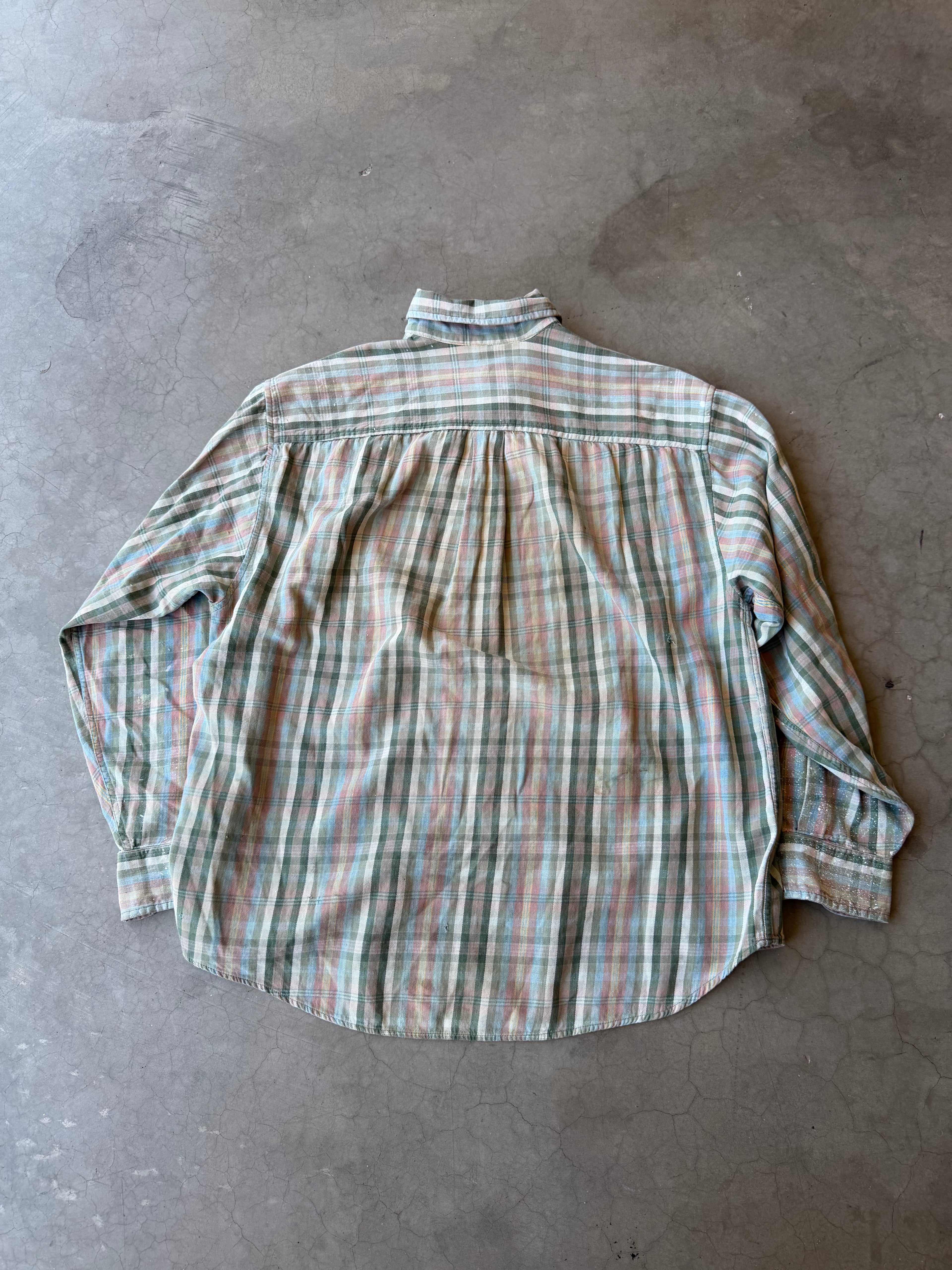 1990s Painted Plaid Cotton Button Up