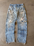 Extremely Distressed Denim Carhartt Double Knee Pants(36x34)