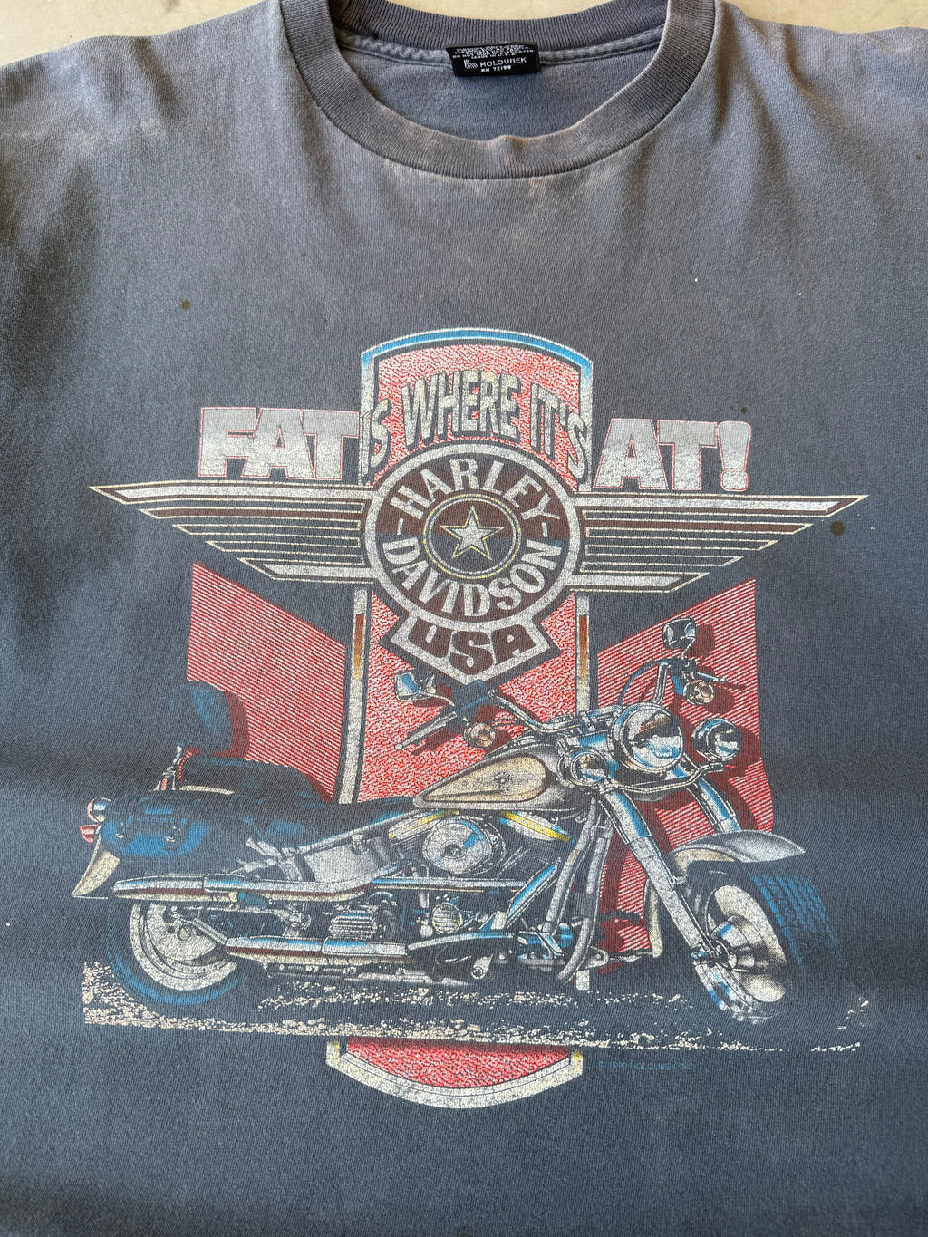 1990s Faded & Distressed Harley Davidson Fat Where it’s At(XL)