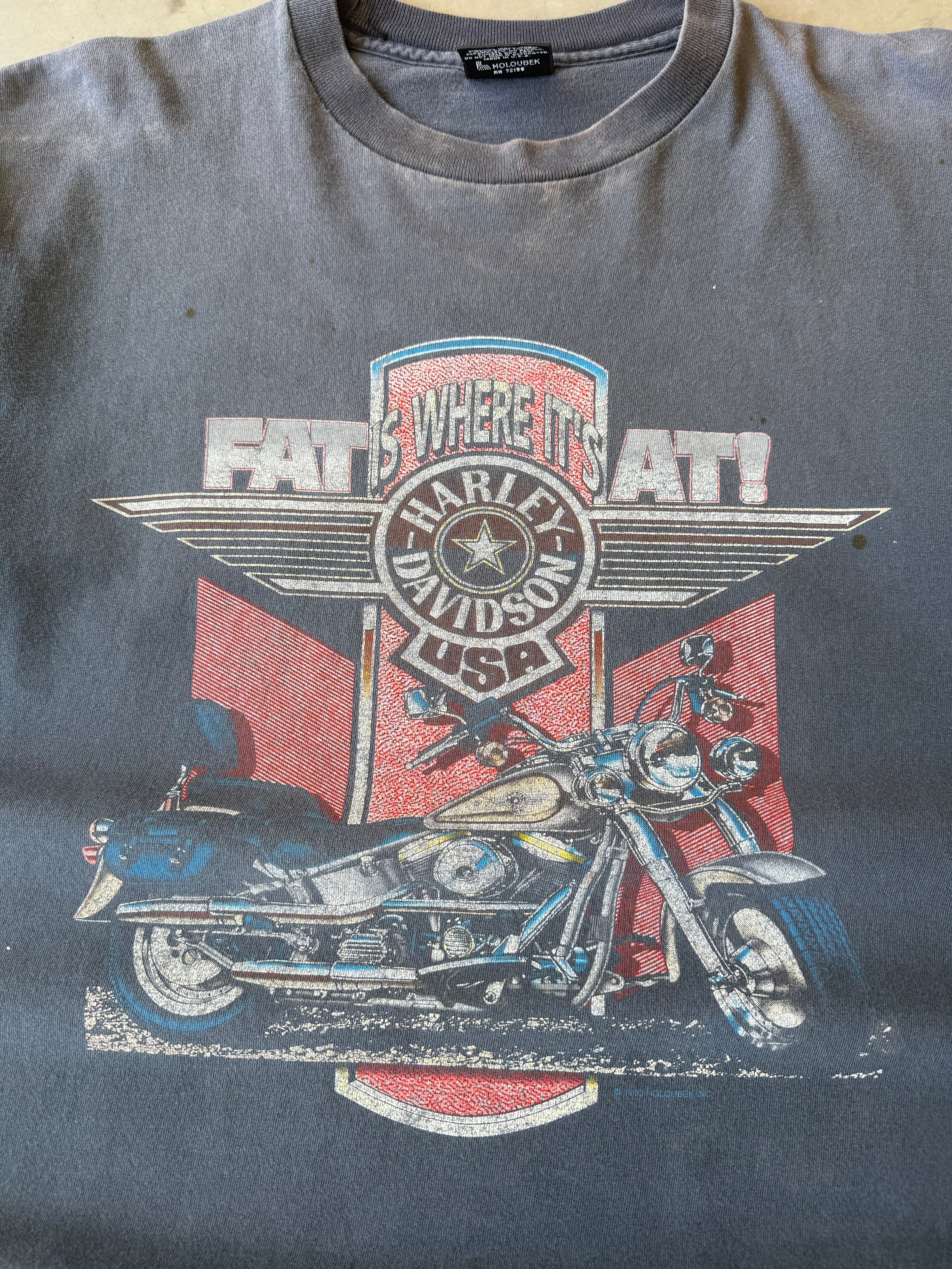 1990s Faded & Distressed Harley Davidson Fat Where it’s At(XL)