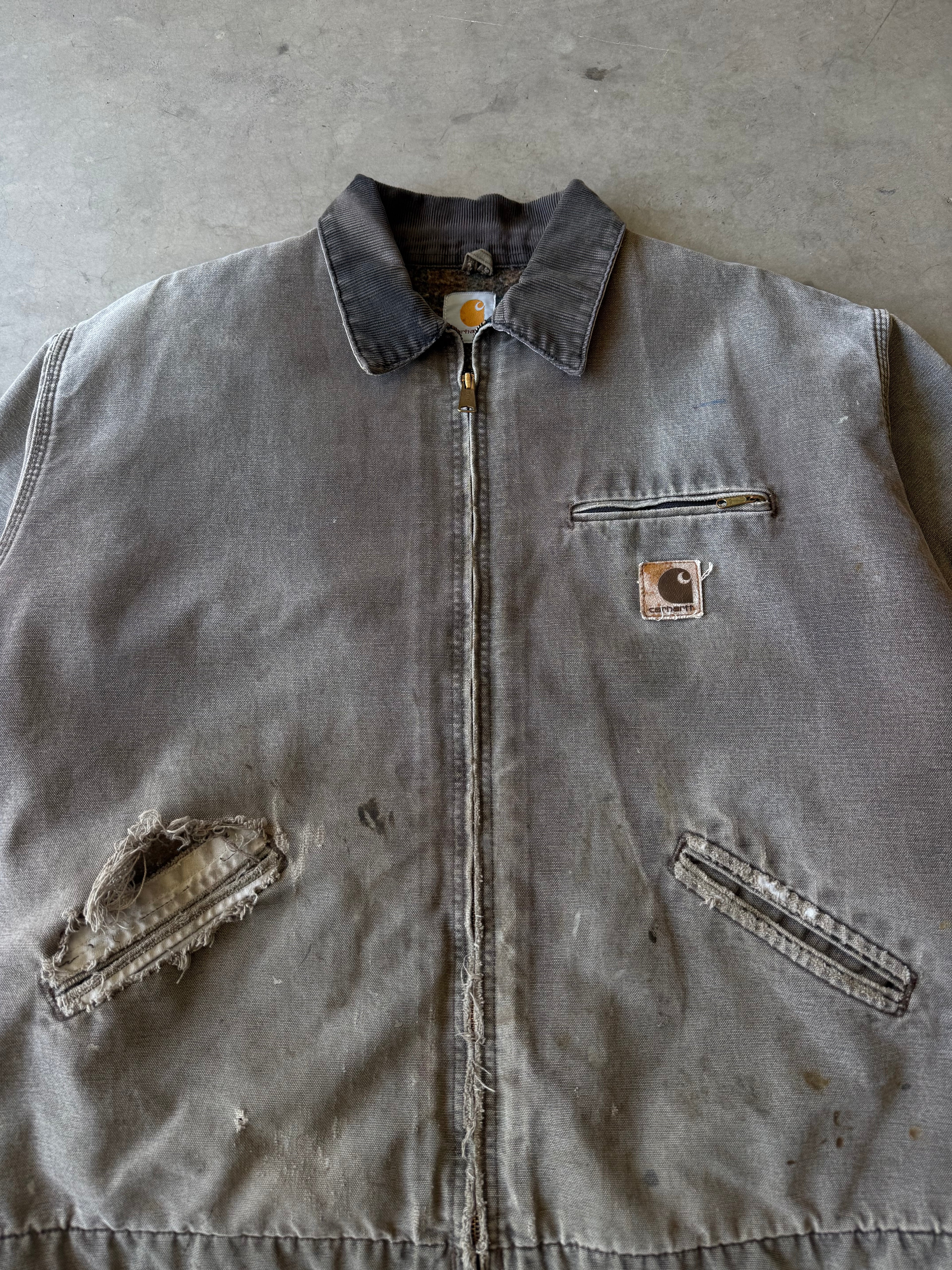 1990s Extremely Faded & Distressed Brown Carhartt Detroit Jacket(XL)