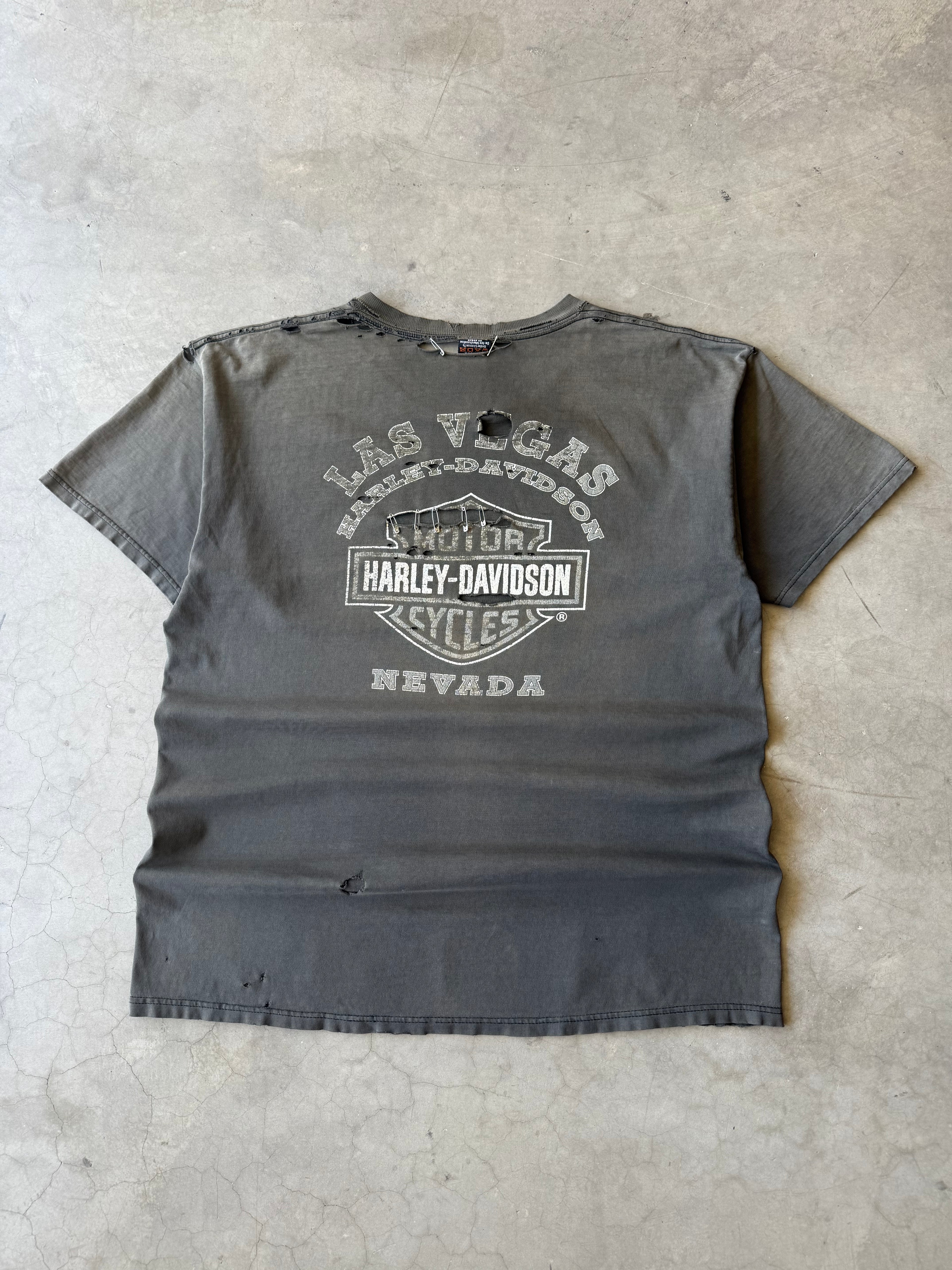 1990s Faded & Distressed Harley Davidson Cyber Chrome Tee(XL)