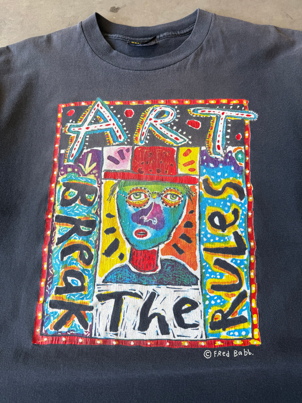 1990s Faded Fredd Babb Art Break The Rules Tee(XL)